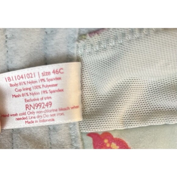 SERENADA 46C AQUA PINK FLORAL WIREFREE FULL COV SEAMLESS BRA - Picture 4 of 4